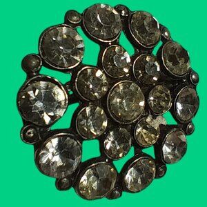 Vintage Rhinestone Brooch Pin Round Cluster Design Antique Silver-Tone Jewelry